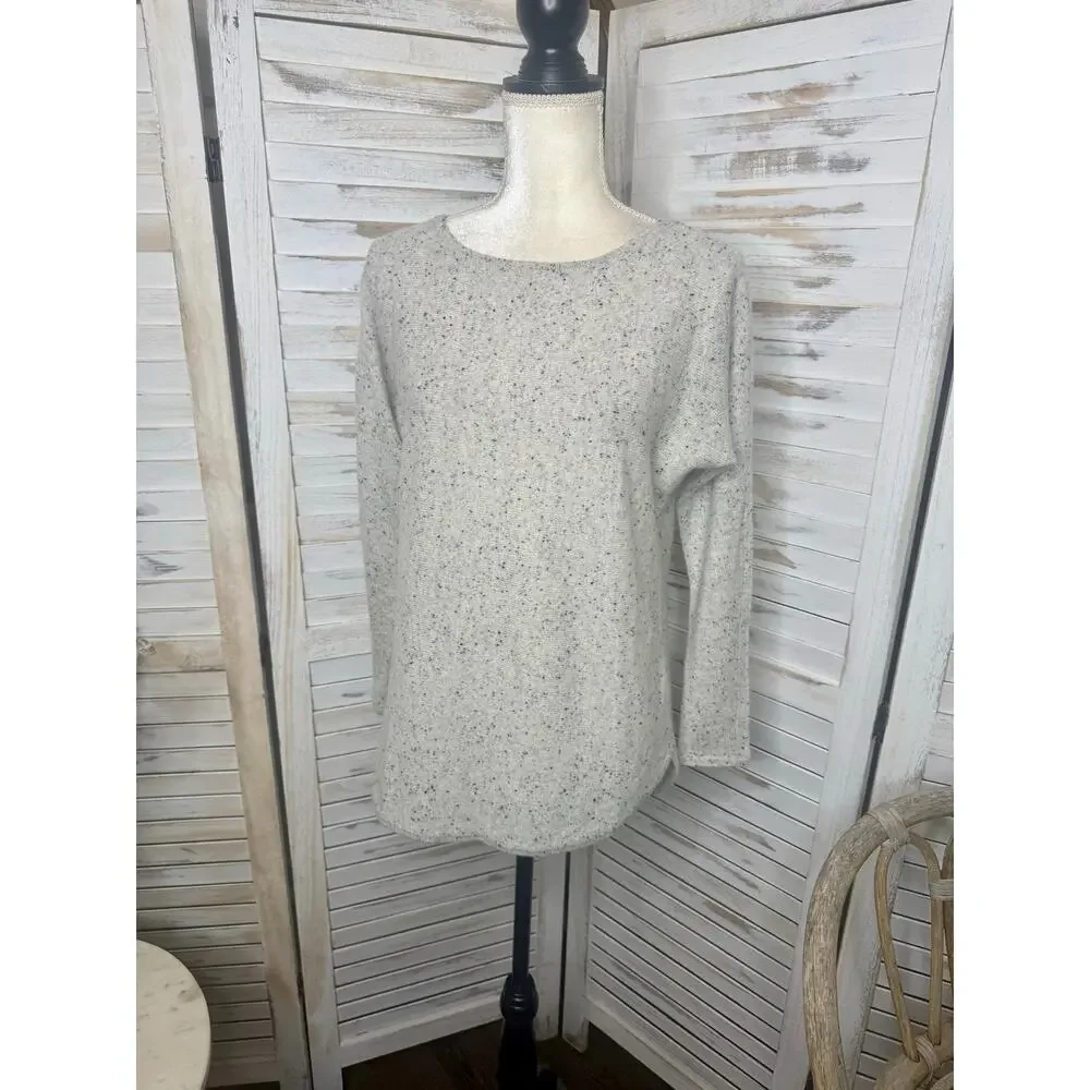 CHARTER CLUB LUXURY CASHMERE Womens M 100% Cashmere Sweater Beige Speckled Black